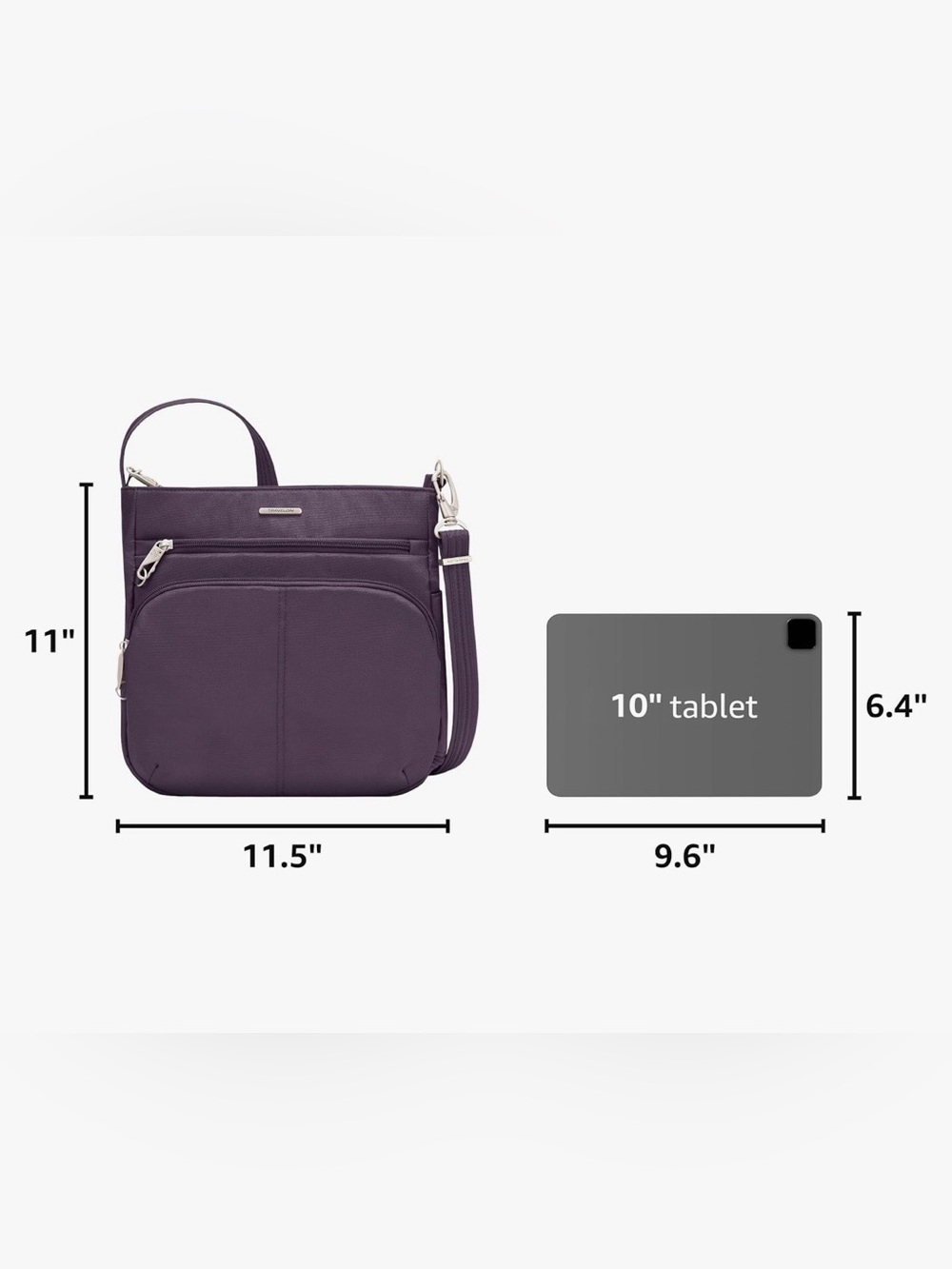 Travelon Purple Classic North South Anti Theft Crossbody Bag NWT - Picture 5 of 12